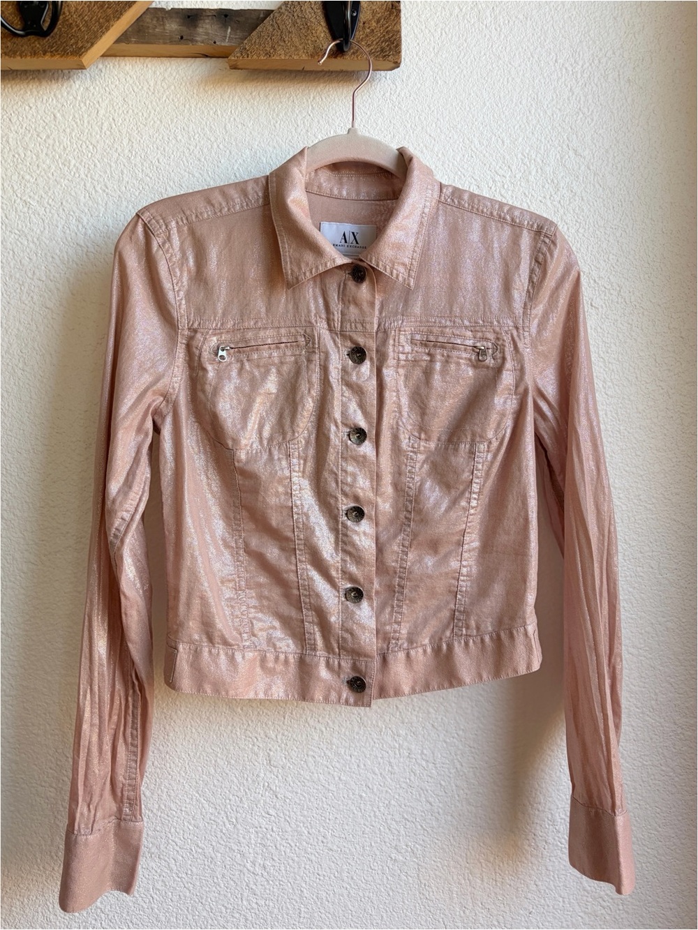 Y2K Armani Exhange Pink Metallic Jacket Medium